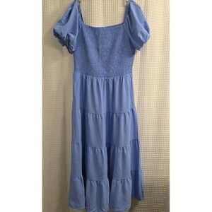 NEW PRETTYGARDEN‎ Women Casual Summer Dress Short Sleeve Smocked BEAUTIFUL Large